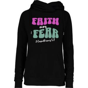 Faith Over Fear Christian Motivational Womens Funnel Neck Pullover Hood