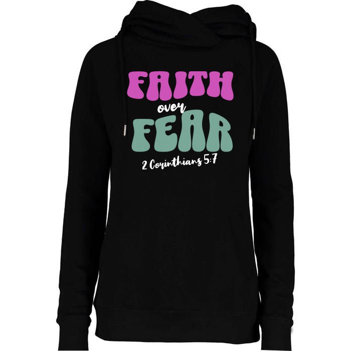 Faith Over Fear Christian Motivational Womens Funnel Neck Pullover Hood