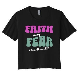 Faith Over Fear Christian Motivational Women's Crop Top Tee