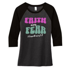 Faith Over Fear Christian Motivational Women's Tri-Blend 3/4-Sleeve Raglan Shirt