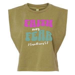 Faith Over Fear Christian Motivational Garment-Dyed Women's Muscle Tee