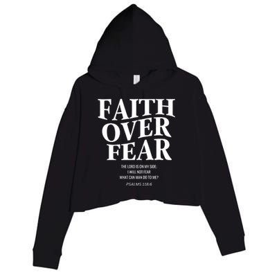 Faith Over Fear Christian Jesus Crop Fleece Hoodie