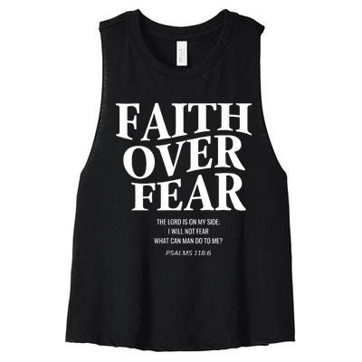 Faith Over Fear Christian Jesus Women's Racerback Cropped Tank