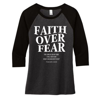 Faith Over Fear Christian Jesus Women's Tri-Blend 3/4-Sleeve Raglan Shirt