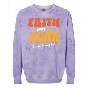 Faith Over Fear Christian Motivational Colorblast Crewneck Sweatshirt