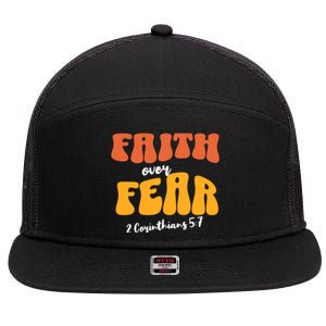 Faith Over Fear Christian Motivational 7 Panel Mesh Trucker Snapback Hat