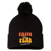 Faith Over Fear Christian Motivational Pom Pom 12in Knit Beanie