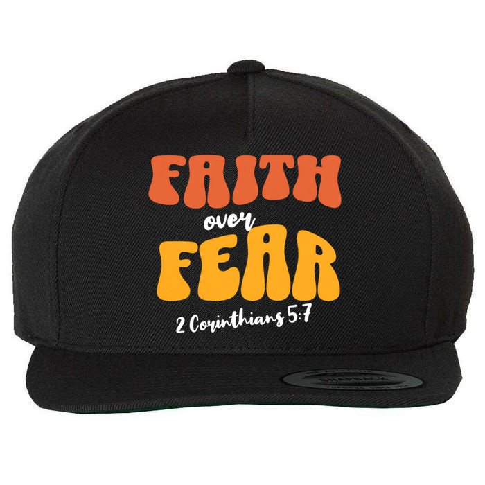 Faith Over Fear Christian Motivational Wool Snapback Cap