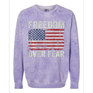 Freedom Over Fear Patriotic USA Flag Open America (BACK) Colorblast Crewneck Sweatshirt