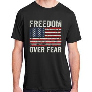 Freedom Over Fear Patriotic USA Flag Open America (BACK) Adult ChromaSoft Performance T-Shirt