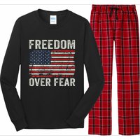 Freedom Over Fear Patriotic USA Flag Open America (BACK) Long Sleeve Pajama Set