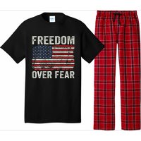 Freedom Over Fear Patriotic USA Flag Open America (BACK) Pajama Set