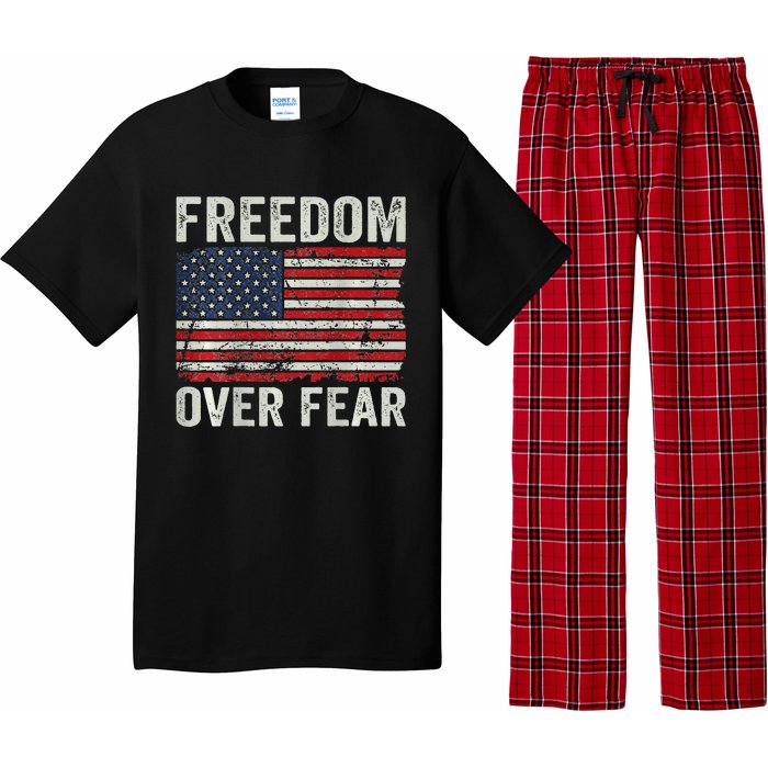 Freedom Over Fear Patriotic USA Flag Open America (BACK) Pajama Set