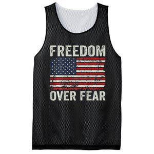 Freedom Over Fear Patriotic USA Flag Open America (BACK) Mesh Reversible Basketball Jersey Tank