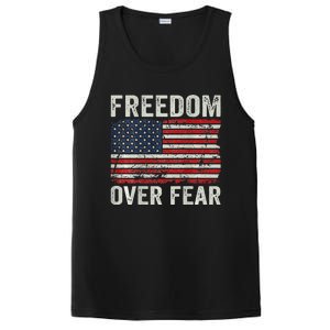 Freedom Over Fear Patriotic USA Flag Open America (BACK) PosiCharge Competitor Tank