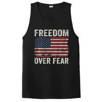 Freedom Over Fear Patriotic USA Flag Open America (BACK) PosiCharge Competitor Tank