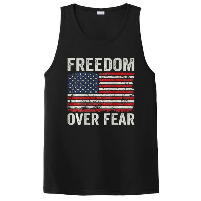 Freedom Over Fear Patriotic USA Flag Open America (BACK) PosiCharge Competitor Tank