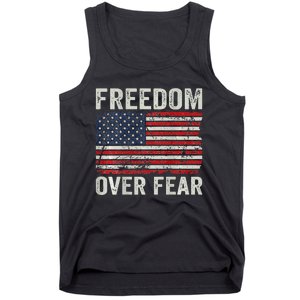 Freedom Over Fear Patriotic USA Flag Open America (BACK) Tank Top