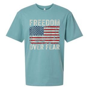 Freedom Over Fear Patriotic USA Flag Open America (BACK) Sueded Cloud Jersey T-Shirt