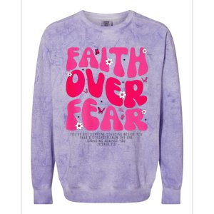 Faith Over Fear Christian Jesus Religious Floral Colorblast Crewneck Sweatshirt