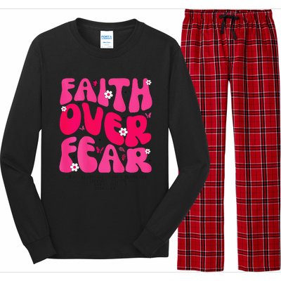 Faith Over Fear Christian Jesus Religious Floral Long Sleeve Pajama Set