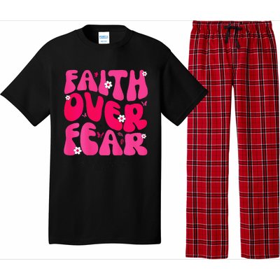 Faith Over Fear Christian Jesus Religious Floral Pajama Set