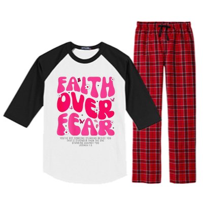 Faith Over Fear Christian Jesus Religious Floral Raglan Sleeve Pajama Set