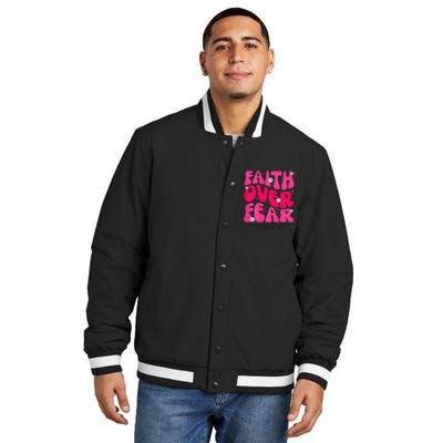 Faith Over Fear Christian Jesus Religious Floral Insulated Varsity Jacket