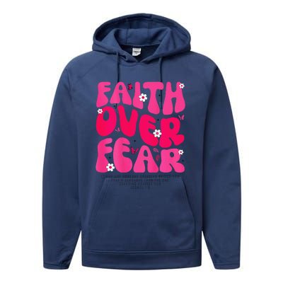 Faith Over Fear Christian Jesus Religious Floral Performance Fleece Hoodie