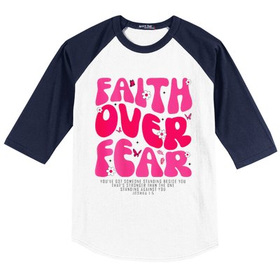 Faith Over Fear Christian Jesus Religious Floral Baseball Sleeve Shirt