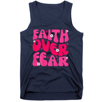 Faith Over Fear Christian Jesus Religious Floral Tank Top