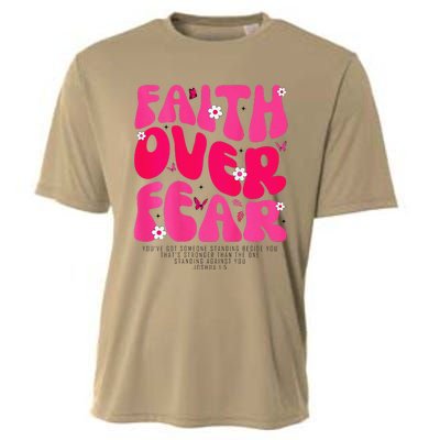 Faith Over Fear Christian Jesus Religious Floral Cooling Performance Crew T-Shirt