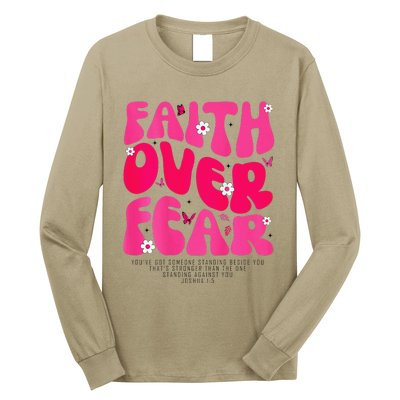 Faith Over Fear Christian Jesus Religious Floral Long Sleeve Shirt