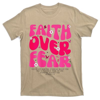 Faith Over Fear Christian Jesus Religious Floral T-Shirt