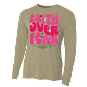 Faith Over Fear Christian Jesus Religious Floral Cooling Performance Long Sleeve Crew