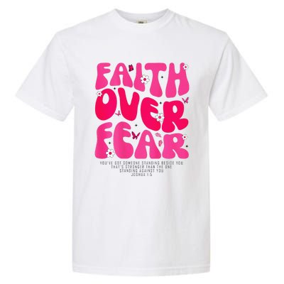 Faith Over Fear Christian Jesus Religious Floral Garment-Dyed Heavyweight T-Shirt