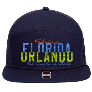 Fabulous Orlando Florida The Sunshine State 7 Panel Mesh Trucker Snapback Hat