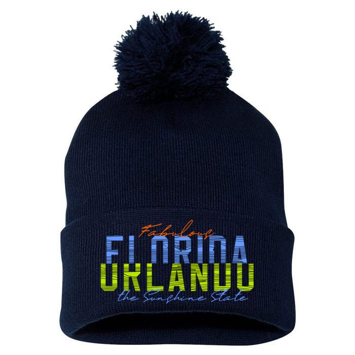 Fabulous Orlando Florida The Sunshine State Pom Pom 12in Knit Beanie