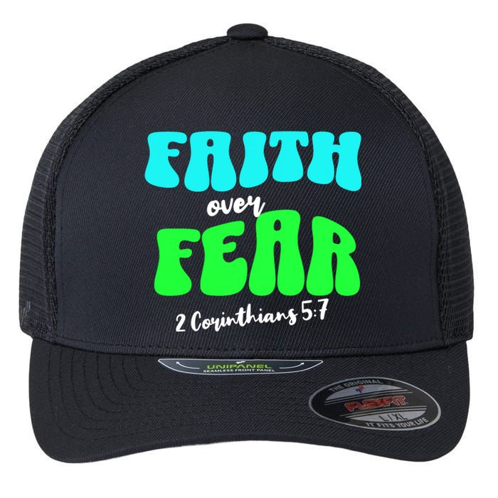 Faith Over Fear Christian Motivational Flexfit Unipanel Trucker Cap