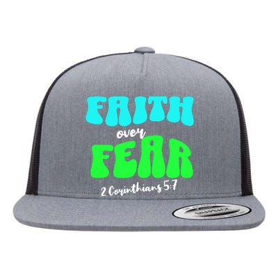 Faith Over Fear Christian Motivational Flat Bill Trucker Hat