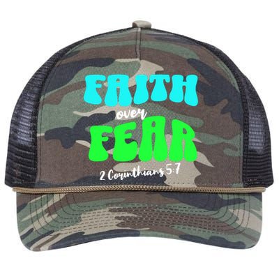 Faith Over Fear Christian Motivational Retro Rope Trucker Hat Cap