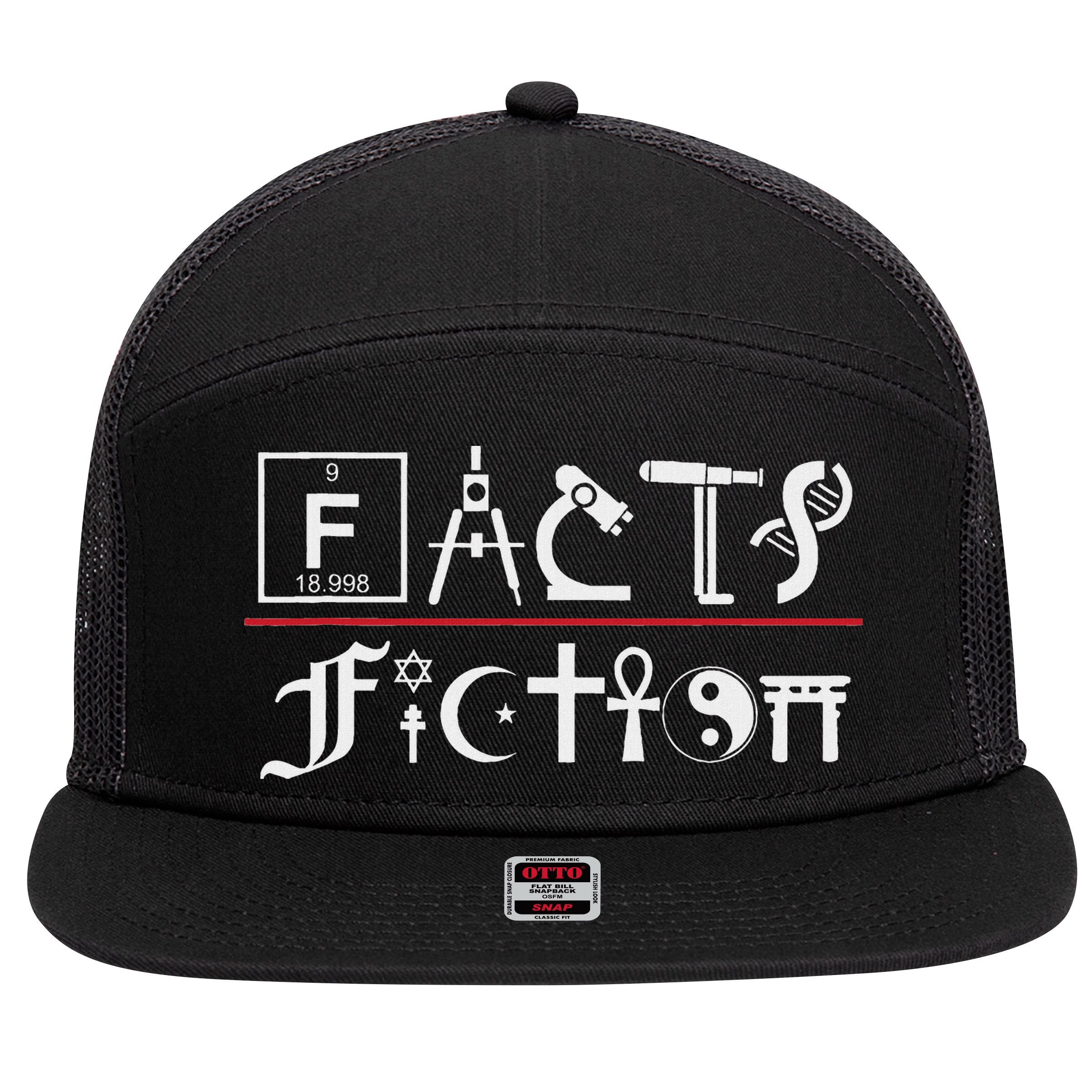 Facts Over Fiction Atheist Studies 7 Panel Mesh Trucker Snapback Hat