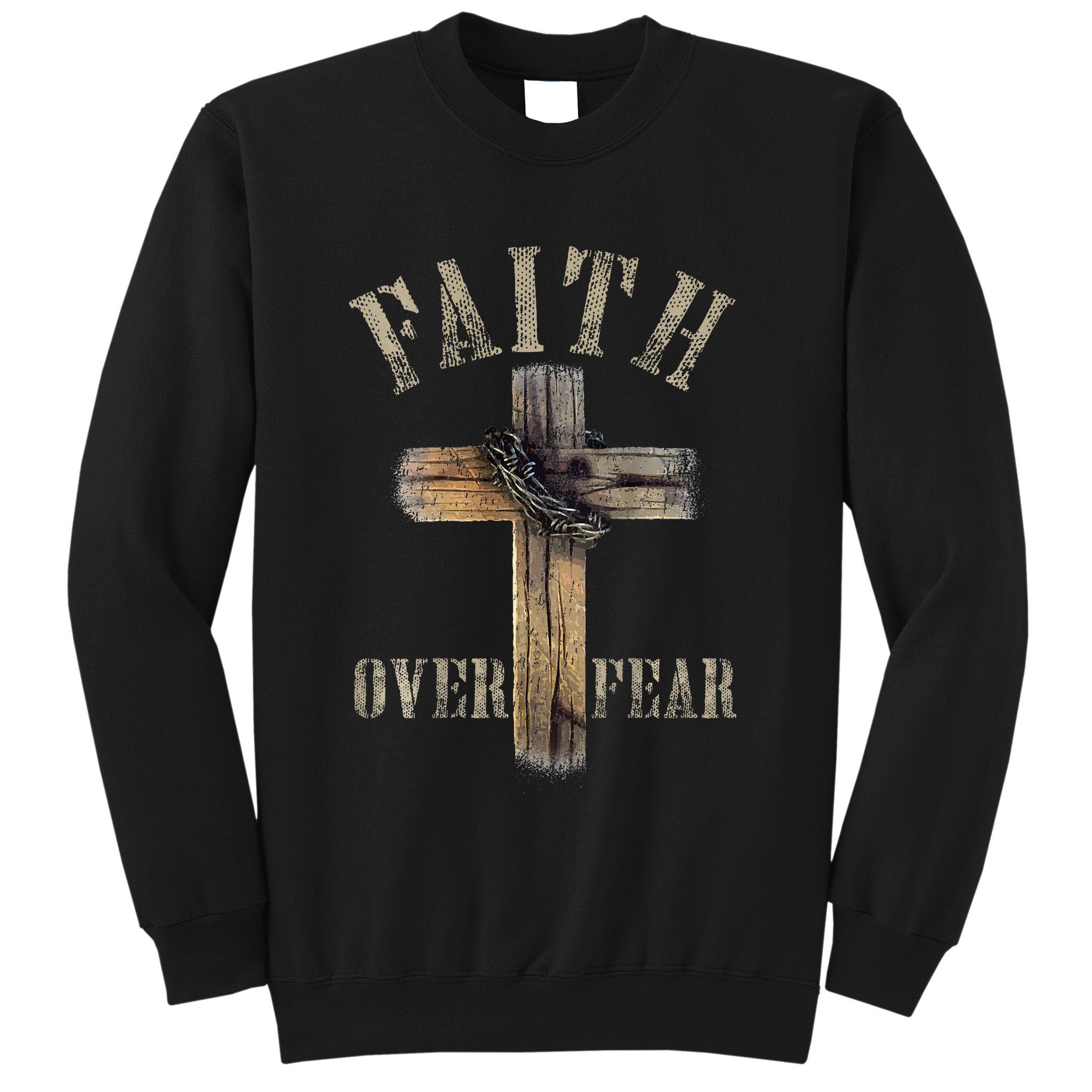 Faith Over Fear American Christian Cross God Jesus Sweatshirt