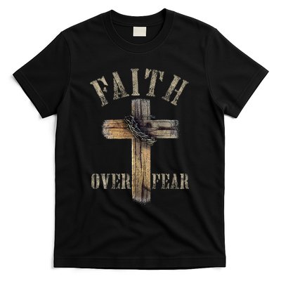 Faith Over Fear American Christian Cross God Jesus T-Shirt