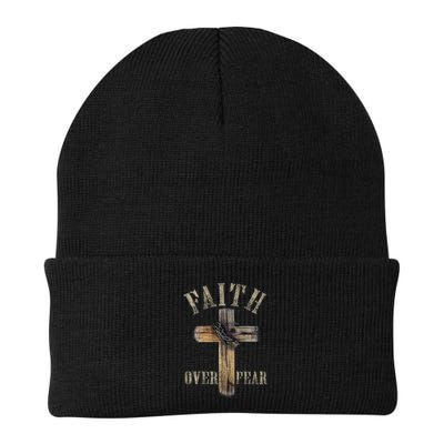 Faith Over Fear American Christian Cross God Jesus Beanie
