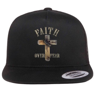 Faith Over Fear American Christian Cross God Jesus Flatbill Hat