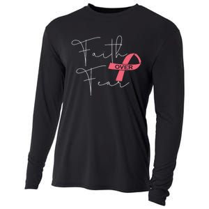 Faith Over Fear Fight Breast Cancer Awareness Cooling Performance Long Sleeve Crew