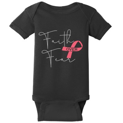 Faith Over Fear Fight Breast Cancer Awareness Baby Bodysuit