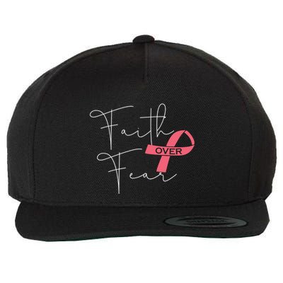 Faith Over Fear Fight Breast Cancer Awareness Wool Snapback Cap