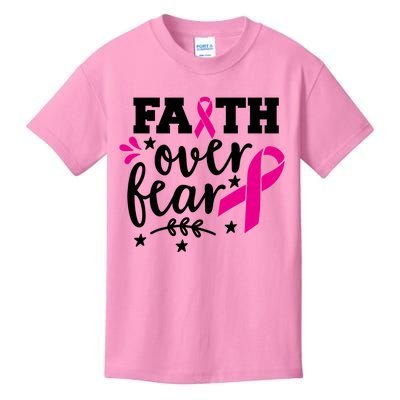 Faith Over Fear Pink Ribbon Breast Cancer Kids T-Shirt